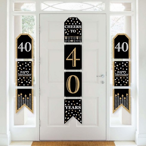 Big Dot of Happiness Adult 40th Birthday - Gold - Hanging Vertical Paper Door Banners - Birthday Party Wall Decoration Kit - Indoor Door Decor - image 1 of 4