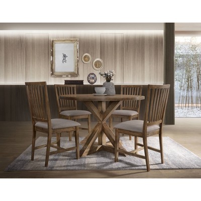 Transitional 48" Reclaimed Weathered Oak Round Dining Table