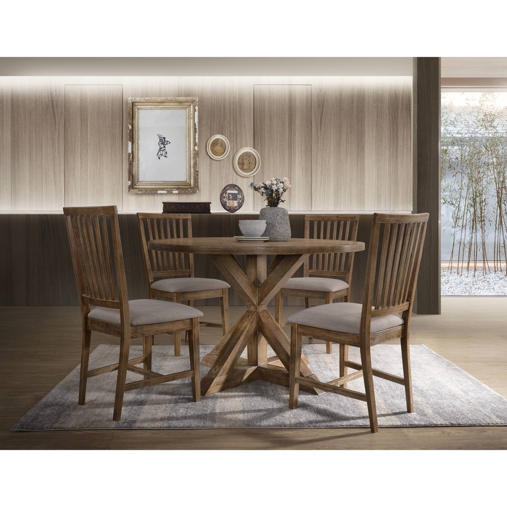 Photos - Dining Table 48" Wallace  Weathered Oak Finish - Acme Furniture