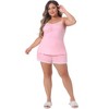 Women's Plus Size Sleeveless Sleepwear Contrast Lace Cami Pajamas Sets - Agnes Orinda - 3 of 4