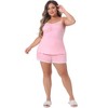 Agnes Orinda Women's Plus Size Sleeveless Contrast Lace Trim Packs Pajamas Sets - image 3 of 4