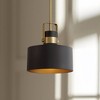 Possini Euro Design Soft Gold Mini Pendant Lighting 10" Wide Modern Matte Black Drum Shade Fixture for Dining Room Foyer Kitchen - 2 of 4