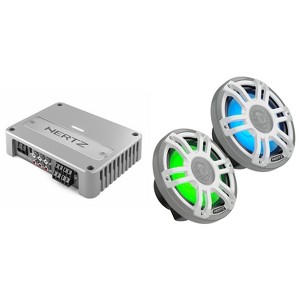 Hertz 1 Pair HMX 7.7 S-LD-SW – 7.7" Hi-End LED Marine Coaxial Speaker, 200W Peak, with Venezia Compact V4C Marine Amplifier - 1 of 4
