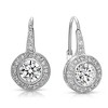 Sophisticated Halo Dangle Earrings with Bezel-Set Round Cubic Zirconia for a Timeless and Dazzling Appeal - 3 of 3