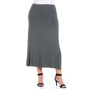 24seven Comfort Apparel Women's Elastic Waist Maxi Skirt - 1 of 4