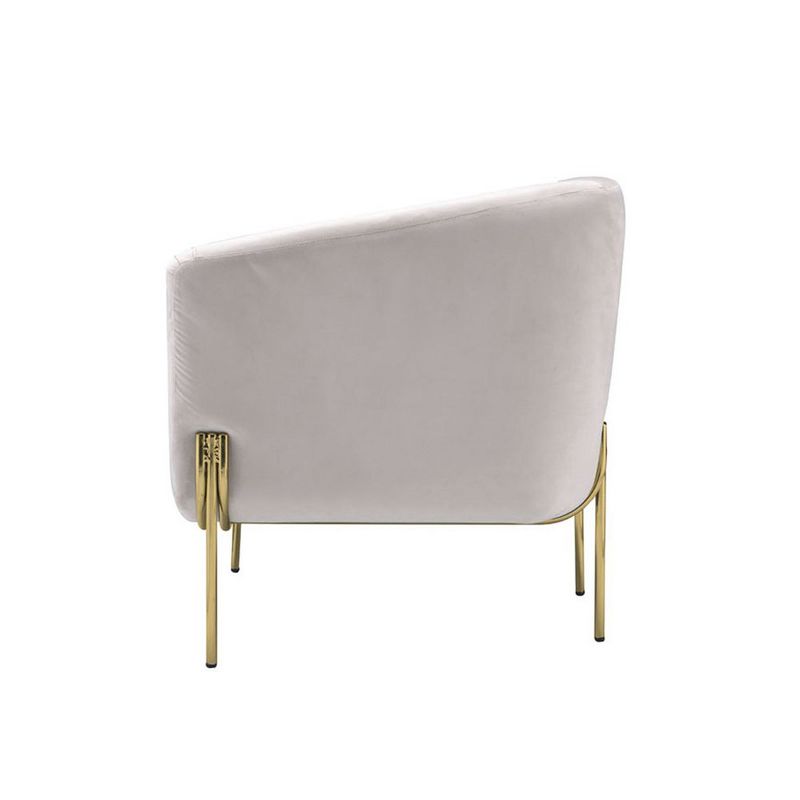 Simple Relax Beige Velvet Accent Chair in Gold Finish, 3 of 5