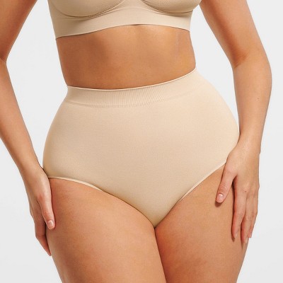 Feelingirl Women's Seamless High-Waist Tummy Control Antibacterial Peach Hip Brief