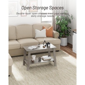 Coffee table with two levels of storage space, modern industrial farmhouse living room coffee table, easy to assemble - 1 of 4