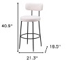 HomeRoots Set of Two 29" Ivory And Black Shearling And Steel Low Back Bar Height Bar Chairs - 3 of 4
