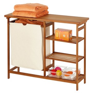 mDesign Bamboo Freestanding Laundry Furniture Storage & Hamper - 1 of 4