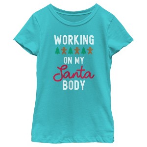 Girl's Lost Gods Working On My Santa Body T-Shirt - 1 of 4