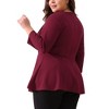 Agnes Orinda Women's Plus Size Pleated Crew Neck 3/4 Sleeve Peplum Dressy Casual Blouses - 4 of 4