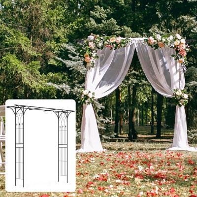 Tangkula 81” Metal Garden Arbor Garden Arch Trellis Pergola Archway for Various Climbing Plant