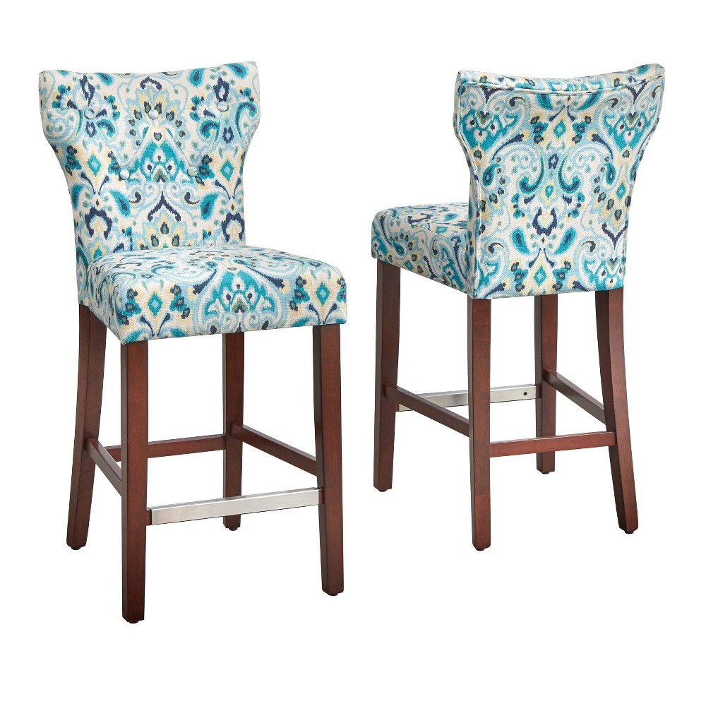 Photos - Storage Combination 24" Set of 2 Langdon Counter Height Barstools Blue/Yellow - Buylateral