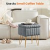 DOMETOUR Modern Vanity Stool Chair with Storage, Faux Fur Ottoman, Padded Makeup Seat, 4 Metal Legs, Anti-Slip Adjustable Feet, Gray - 3 of 4