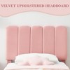 Twin Bed Frame, Velvet Upholstered Platform Bed with Wave Headboard for Girls/Kids, Easy Assembly, Wooden Slats Support, No Box Spring Needed, Pink - 4 of 4