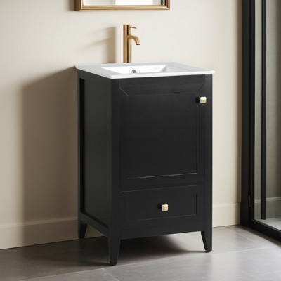 20" Bathroom Vanity with Sink, Bathroom Cabinet with Soft Closing Door, Storage Rack and A Drawer - Leovsnove