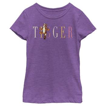 Girl's Winnie the Pooh Tigger Colorful Script T-Shirt