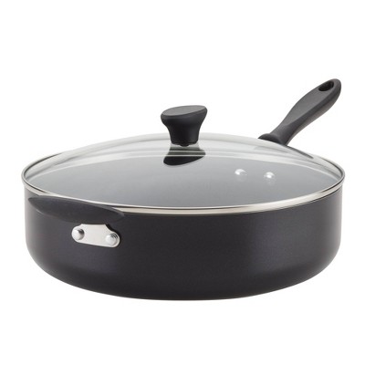 Farberware Reliance 6qt Covered Saute Pan with Helper Handle Black: Nonstick, Glass Lid, Oven & Dishwasher Safe