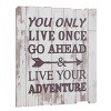 Rustic Wood Live Your Adventure Worn White Painted Wall Art with Attached Hanger - Stonebriar Collection: Vertical MDF Travel Sign - 2 of 4