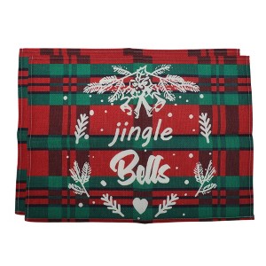 Unique Bargains Christmas Place Mats Linen Red Green White 13"x17.7" 2Pcs - 1 of 4