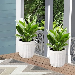 Modern Self Watering Pots for Indoor Outdoor Plants, Large Flower Pot with Water Monitoring Device and Hidden Wheels, Garden Pot - 1 of 4