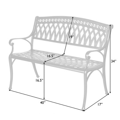 Simone 40" Antique Bronze Cast Aluminum Patio Bench
