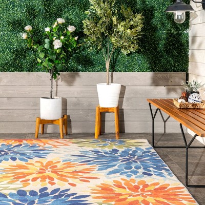 Multicolor Floral Synthetic 8' x 10' Washable Area Rug