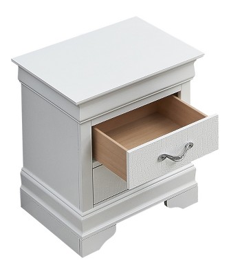 Lorana Silver 2-Drawer Nightstand with Embossed Veneers