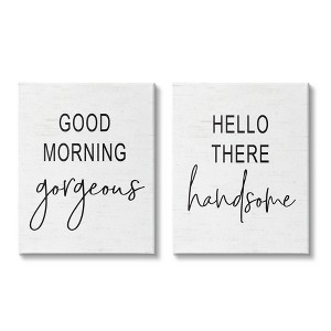 Stupell Industries Morning Gorgeous Hello Handsome Romantic Gallery Wrapped Canvas Wall Art, 2 Pieces, each 24 x 30 - 1 of 3