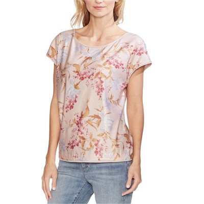 Vince Camuto Womens Sequin Wildflower Floral Pullover Blouse