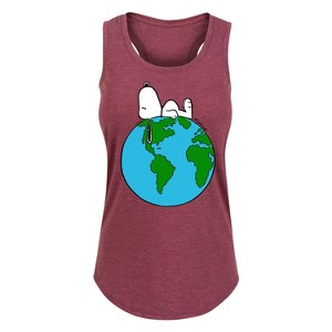 Women's - Peanuts - Lazy Snoopy Graphic Racerback Tank - 1 of 4
