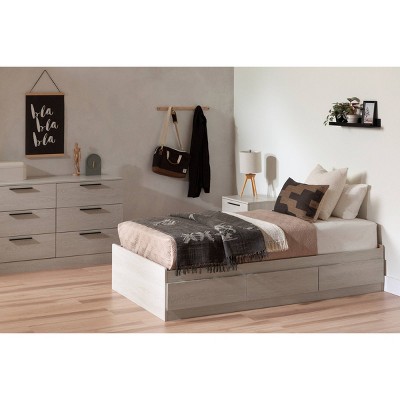 Winter Oak Twin Mate's Bed with 3 Drawers