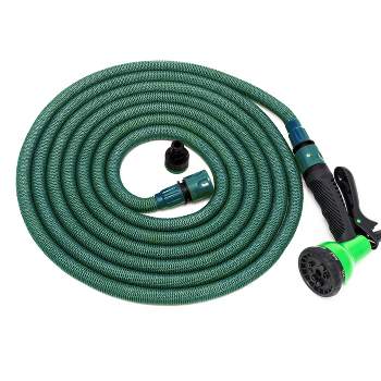 Livero 1181" Garden Hose Expandable for All Taps with 8 Functions Nozzle - Dark Green