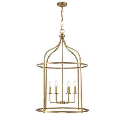 Brookstone Warm Brass 6-Light Open Lantern Pendant
