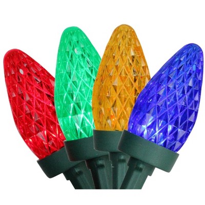 Northlight 100ct Multi-Color Faceted LED C7 Christmas Lights, 66ft Green Wire