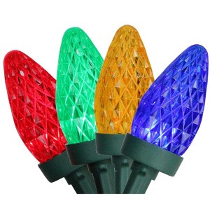 Northlight 100ct Multi-Color Faceted LED C7 Christmas Lights, 66ft Green Wire - 1 of 3