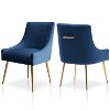 SEYNAR Modern Glam Boucle Pleated Velvet Dining Chair or Vanity Chair Set of 2 with Rear Handle - 2 of 4