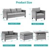 Sonkuki 7 Pieces Patio Sofa with Rectangle Fire Pit Table and Ottomans, Wicker Conversation Couch, Navy Blue Cushion - 3 of 4