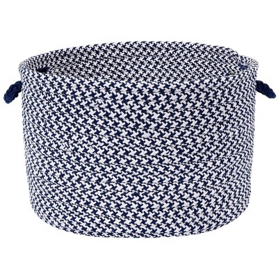 Colonial Mills Outdoor Houndstooth Tweed Utility Basket, 14 by 10-Inch, Navy