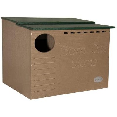 JCs Wildlife Poly Barn Owl Nesting Box Large House Crafted in USA - Made with Recycled Poly Lumber - Mounting Hardware and Pine Shavings Included -
