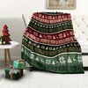 1pc Christmas Winter Flannel Blanket Simple Poinsettia Christmas Tree Pine Deer Red Green Soft Throw Blanket for Xmas Holiday. - 4 of 4