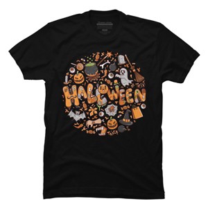Men's Design By Humans happy halloween greeting holiday illustration By ghinan T-Shirt - 1 of 2