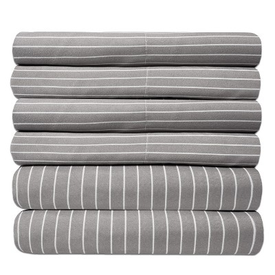 6 Piece Pinstripes Printed Sheet Set, Deluxe Ultra Soft 1500 Series, Double Brushed Microfiber by Sweet Home Collection®