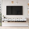 HomeStock Future TV Unit Maze Pine-White UV Print 70 inches Floating Entertainment Center Console with Storage Shelves & Doors - 2 of 4