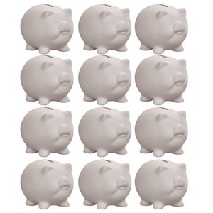 Color-Me Ceramic Bisque Piggy Bank Pk12 - 1 of 3