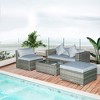 Outsunny 5-Piece Outdoor Sectional Furniture, Patio Sofa Set, PE Wicker Couch, Cushions, Pillows, Ottoman, Coffee Table - 3 of 4