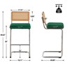 Bekrvio Bar Stools Set of 2/3/4, 26”/30" Barstool with Rattan Back, Velvet-Upholstered & Chrome Frame,Mid Century Modern Kitchen Stool for Island - 4 of 4