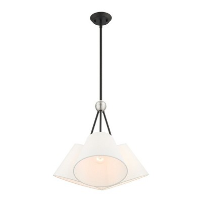 Prato 3-Light Black Chandelier with Hand-Crafted Off-White Shade