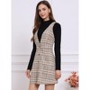 Allegra K Women's V Neck Gingham Check Pinafore Overalls Suspenders Plaid Print Dress - 2 of 4